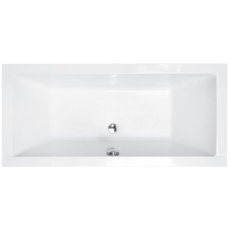 Baignoire rectangulaire Blanc - QUADRO  - 170x75 - avec Tablier - Repose Tête OFFERT