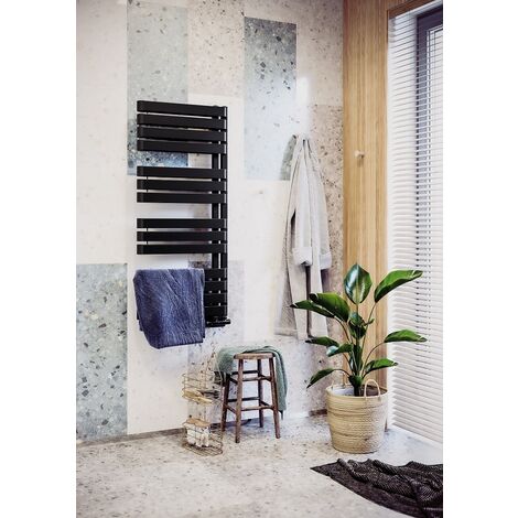 Secador de toallas eléctrico negro - ACELEO - 800 vatios - 111 x 50 (1/5)