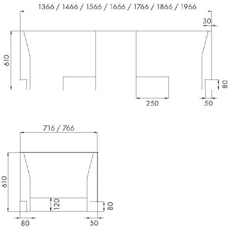 Habillage de baignoire blanc  + LED  - OCE - 160 x 75 x 61