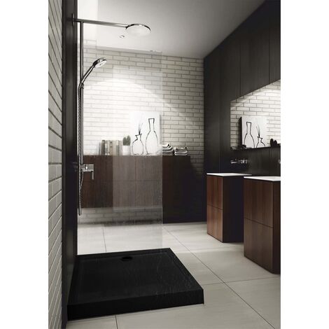 Receveur de douche en acrylique noir - structure en pierre - carré - JAMAICA - 90 x 90 (1/5)