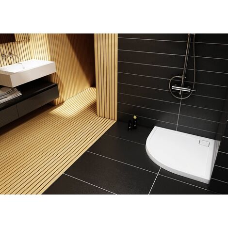 Receveur de douche en acrylique blanc - semi circulaire R55 - QUANTI - 100 x 100 (1/5)