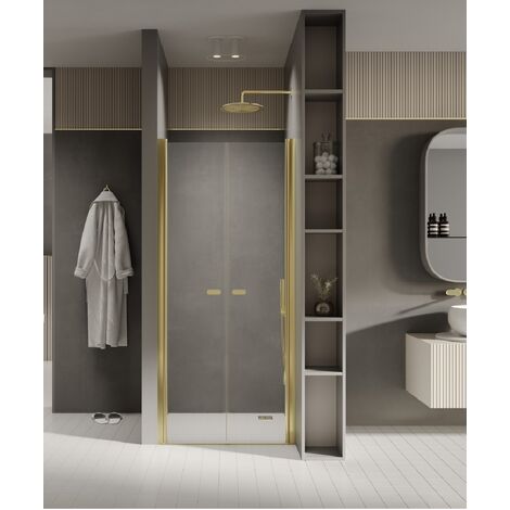 Porte de douche battante 170 cm doré CUBA GOLD (1/5)