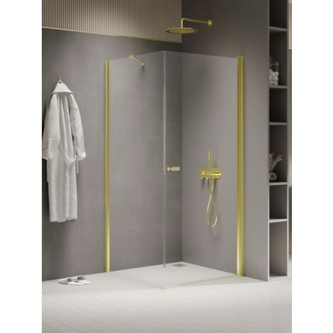 Cabine de douche pivotante 100x90 cm doré CUBA GOLD (1/5)