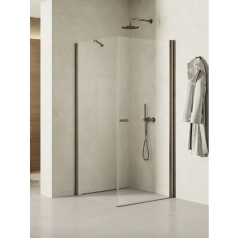 Cabine de douche pivotante 90x80 cm inox brossé ANTILLES GUNMETAL BRUSHED (1/5)
