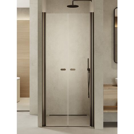 Porte de douche battante 90 cm inox brossé ANTILLES GUNMETAL BRUSHED (1/5)