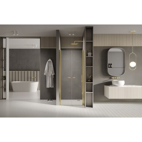 Porte de douche battante 100 cm doré  CUBA  GOLD
