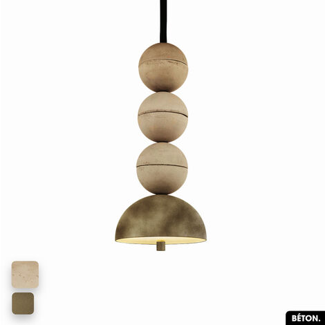 Lampe de suspension en béton velours - BOSFOR CONCRETE VELVET  SABLE - PEYOTE  3 BALLES  LED 14W (1/2)