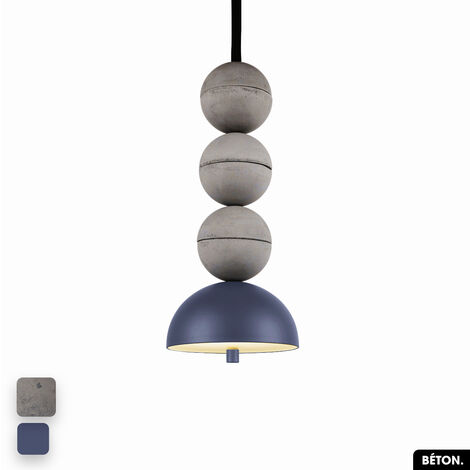 Lampe de suspension en béton - BOSFOR CONCRETE  GRIS - INDIGO  3 BALLES  LED 14W (1/2)