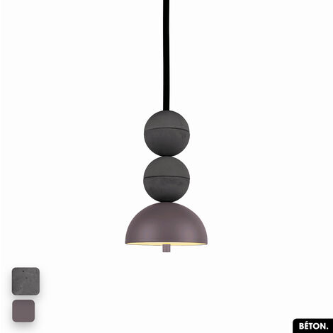 Lampe de suspension en béton - BOSFOR CONCRETE ANTHRACITE - SPARROW 2 BALLES LED 14W (1/3)