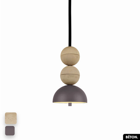 Lampe de suspension en béton - BOSFOR CONCRETE SABLE - SPARROW 2 BALLES LED 14W (1/3)