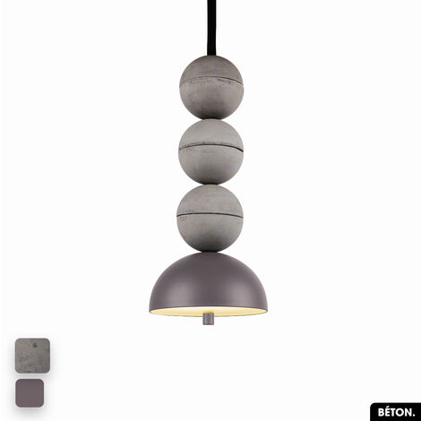 Lampe de suspension en béton - BOSFOR CONCRETE  GRIS - SPARROW  3 BALLES  LED 14W (1/2)
