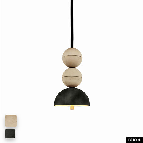 Lampe de suspension en béton velours - BOSFOR CONCRETE VELVET  SABLE - OLIVE  2 BALLES  LED 14W (1/2)