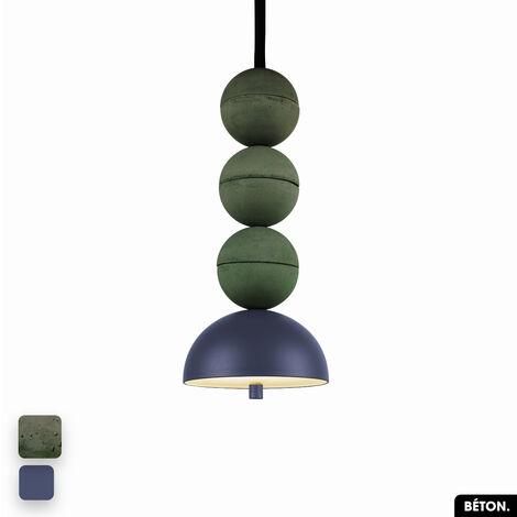 Lampe de suspension en béton - BOSFOR CONCRETE  ASPERGE - INDIGO  3 BALLES  LED 14W (1/2)