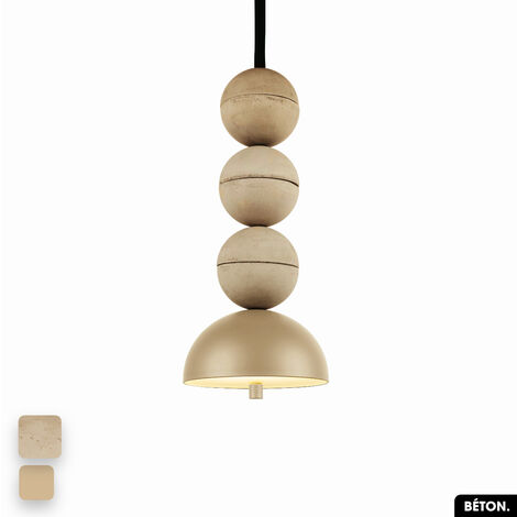 Lampe de suspension en béton - BOSFOR CONCRETE  SABLE - AMANDE  3 BALLES  LED 14W (1/2)