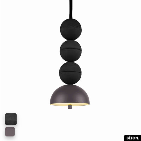 Lampe de suspension en béton - BOSFOR CONCRETE  NOIR - SPARROW  3 BALLES  LED 14W (1/2)