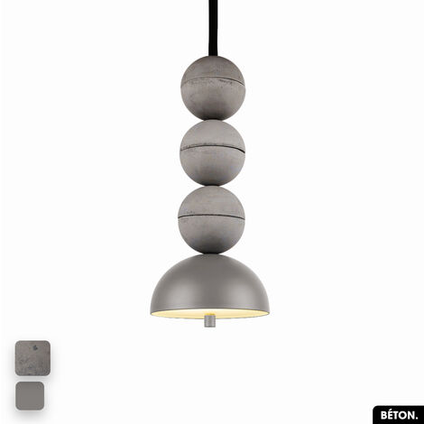Lampe de suspension en béton - BOSFOR CONCRETE  GRIS  3 BALLES  LED 14W (1/2)