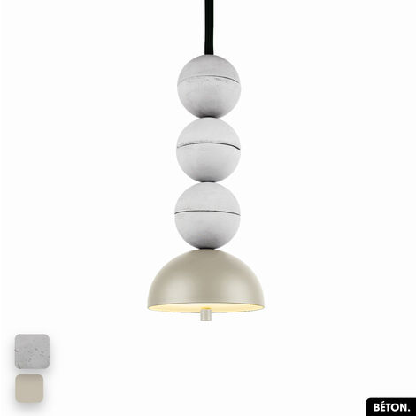 Lampe de suspension en béton - BOSFOR CONCRETE  BLANC - PEYOTE  3 BALLES  LED 14W (1/2)