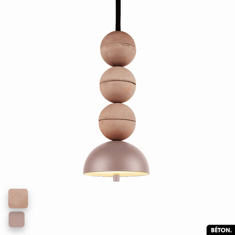 Lampe de suspension en béton - BOSFOR CONCRETE  ROSE  3 BALLES  LED 14W (1/2)