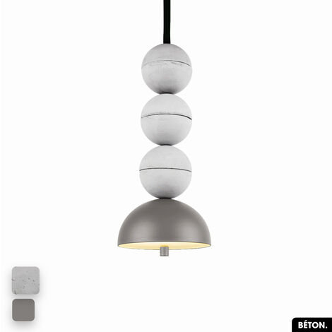 Lampe de suspension en béton - BOSFOR CONCRETE  BLANC - GRIS  3 BALLES  LED 14W (1/2)