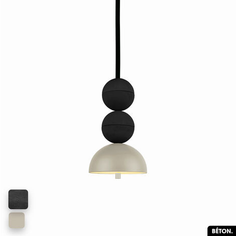 Lampe de suspension en béton - BOSFOR CONCRETE NOIR - PEYOTE 2 BALLES LED 14W (1/3)