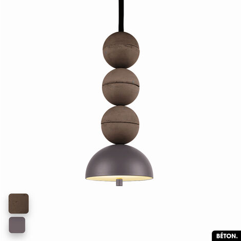 Lampe de suspension en béton - BOSFOR CONCRETE  CHOCOLAT - SPARROW  3 BALLES  LED 14W (1/2)