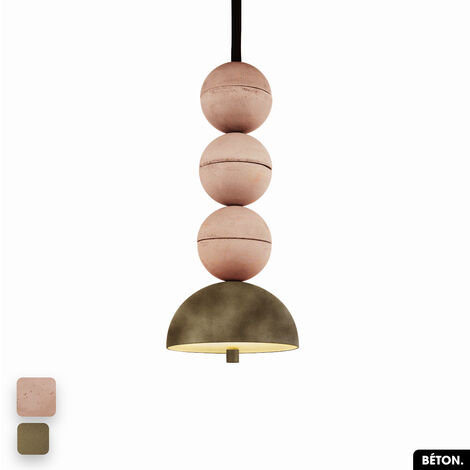 Lampe de suspension en béton velours - BOSFOR CONCRETE VELVET  ROSE - PEYOTE  3 BALLES  LED 14W (1/2)