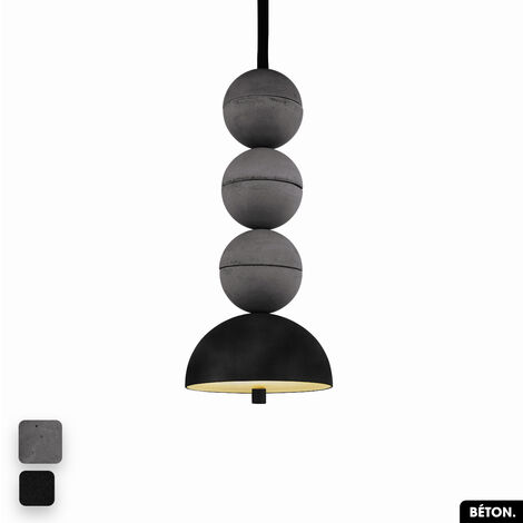 Lampe de suspension en béton velours - BOSFOR CONCRETE VELVET  ANTHRACITE - NOIR  3 BALLES  LED 14W (1/2)