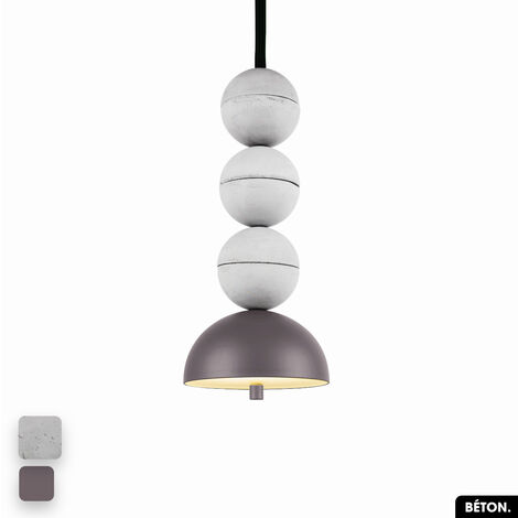 Lampe de suspension en béton - BOSFOR CONCRETE  BLANC - SPARROW  3 BALLES  LED 14W (1/2)