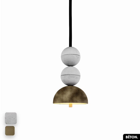 Lampe de suspension en béton velours - BOSFOR CONCRETE VELVET  BLANC - PEYOTE  2 BALLES  LED 14W (1/2)
