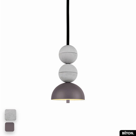 Lampe de suspension en béton - BOSFOR CONCRETE BLANC - SPARROW 2 BALLES LED 14W (1/3)