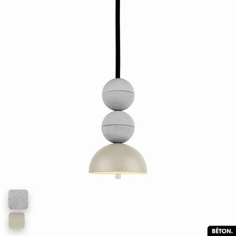Lampe de suspension en béton - BOSFOR CONCRETE BLANC - PEYOTE 2 BALLES LED 14W (1/3)