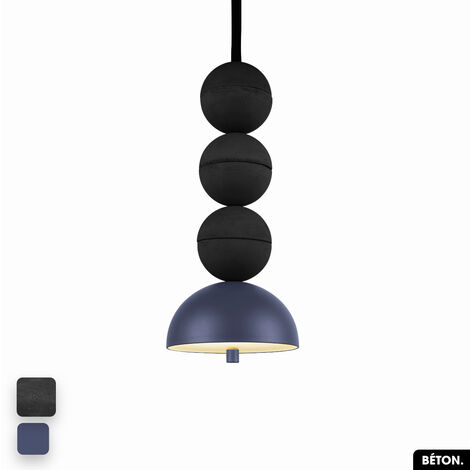Lampe de suspension en béton - BOSFOR CONCRETE  NOIR - INDIGO  3 BALLES  LED 14W (1/2)