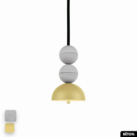 Lampe de suspension en béton - BOSFOR CONCRETE BLANC - CITRON 2 BALLES LED 14W (1/3)