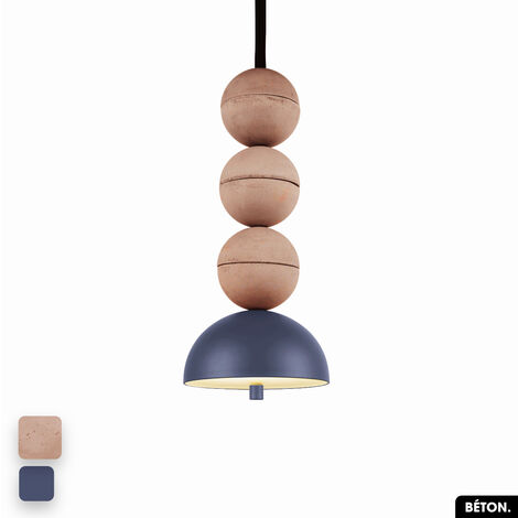 Lampe de suspension en béton - BOSFOR CONCRETE  ROSE - INDIGO  3 BALLES  LED 14W (1/2)