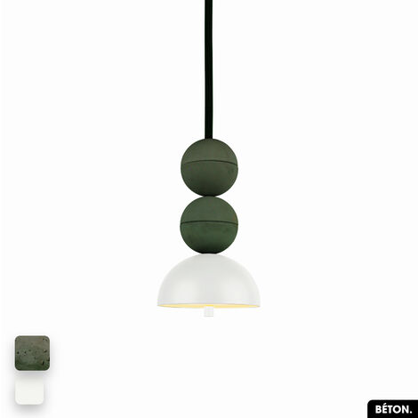 Lampe de suspension en béton - BOSFOR CONCRETE ASPERGE - BLANC 2 BALLES LED 14W (1/3)