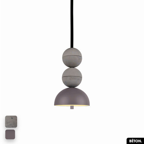 Lampe de suspension en béton - BOSFOR CONCRETE GRIS - SPARROW 2 BALLES LED 14W (1/3)