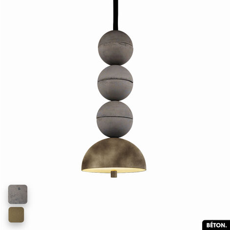 Lampe de suspension en béton velours - BOSFOR CONCRETE VELVET  GRIS - PEYOTE  3 BALLES  LED 14W (1/2)