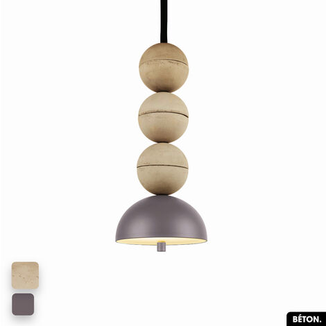 Lampe de suspension en béton - BOSFOR CONCRETE  SABLE - SPARROW  3 BALLES  LED 14W (1/2)