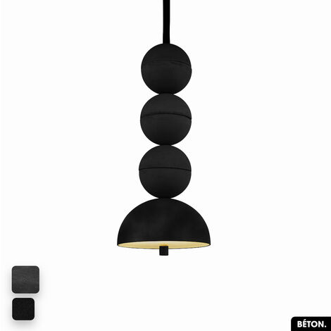 Lampe de suspension en béton velours - BOSFOR CONCRETE VELVET  NOIR  3 BALLES  LED 14W (1/2)