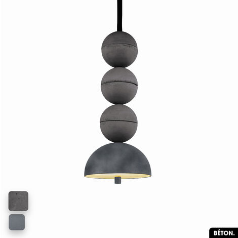 Lampe de suspension en béton velours - BOSFOR CONCRETE VELVET  ANTHRACITE - GRIS  3 BALLES  LED 14W (1/2)