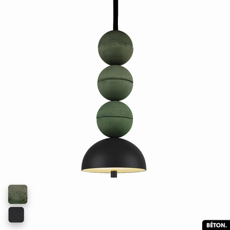 Lampe de suspension en béton - BOSFOR CONCRETE  ASPERGE - NOIR  3 BALLES  LED 14W (1/2)