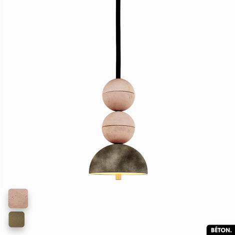 Lampe de suspension en béton velours - BOSFOR CONCRETE VELVET  ROSE - PEYOTE  2 BALLES  LED 14W (1/2)