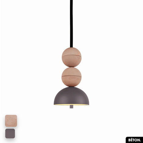 Lampe de suspension en béton - BOSFOR CONCRETE ROSE - SPARROW 2 BALLES LED 14W (1/3)