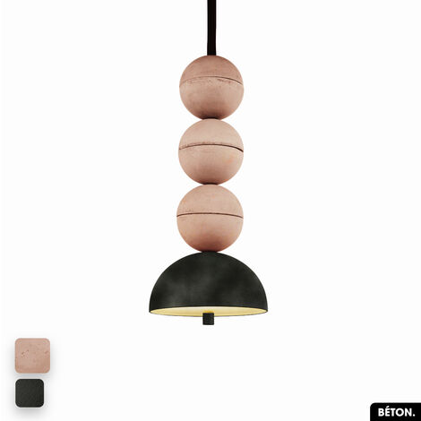 Lampe de suspension en béton velours - BOSFOR CONCRETE VELVET  ROSE - OLIVE  3 BALLES  LED 14W (1/2)