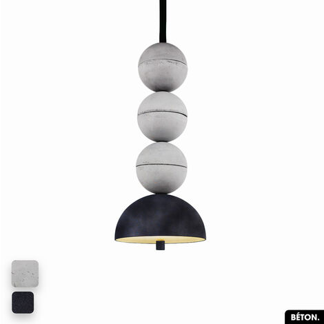 Lampe de suspension en béton velours - BOSFOR CONCRETE VELVET  BLANC - ANTHRACITE  3 BALLES  LED 14W (1/2)