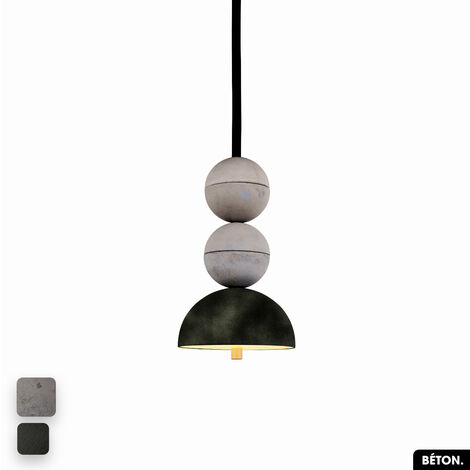 Lampe de suspension en béton velours - BOSFOR CONCRETE VELVET  GRIS - OLIVE  2 BALLES  LED 14W (1/2)