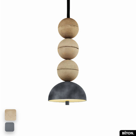 Lampe de suspension en béton velours - BOSFOR CONCRETE VELVET  SABLE - GRIS  3 BALLES  LED 14W (1/2)