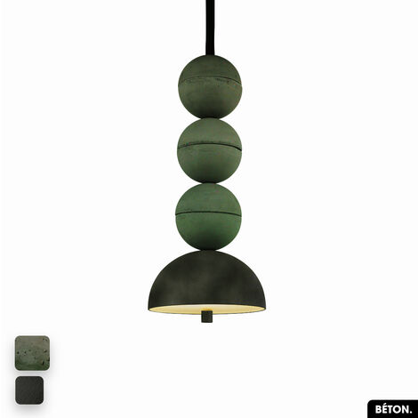 Lampe de suspension en béton velours - BOSFOR CONCRETE VELVET  ASPERGE - OLIVE  3 BALLES  LED 14W (1/2)