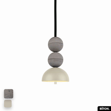 Lampe de suspension en béton - BOSFOR CONCRETE GRIS - PEYOTE 2 BALLES LED 14W (1/3)