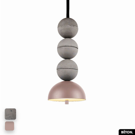 Lampe de suspension en béton - BOSFOR CONCRETE  GRIS - ROSE  3 BALLES  LED 14W (1/2)